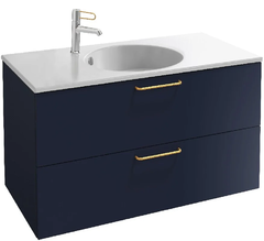 Тумба под раковину Jacob Delafon Odeon Rive Gauche 90 см, EB2523-RX-G98, цвет тёмно-синий глянцевый, ручки на выбор
