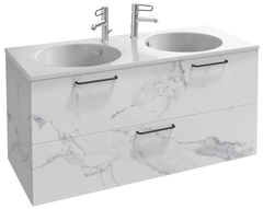 Тумба под раковину Jacob Delafon Odeon Rive Gauche 120 см, EB2545-R9-NR4, цвет белый мрамор, ручки черные