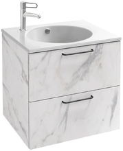 Тумба под раковину Jacob Delafon Odeon Rive Gauche 60 см, EB2520-R9-NR4, цвет белый мрамор, ручки черные