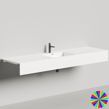 Раковина Salini Onda 1402203MRF Plus, 200,3 х 55,8 х 14 см S-Stone, без отверстия под смеситель, цвет матовый, покраска по RAL полностью, под подрезку