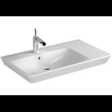 Раковина Vitra T4 4453B003-0001 80 см подвесная асимметричная, 1 отверстие для смесителя, с переливом