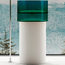 Раковина Abber Kristall AT2701White-Aquamarin, 45 х 45 см, слив в пол, с донным клапаном, цвет белый/бирюзовый