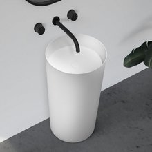 Раковина Abber Stein AS2506, 45 см, напольная, с донным клапаном, цвет белый матовый