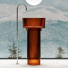 Раковина Abber Kristall AT2702Opal-H, 45 х 45 см, напольная, прозрачная, коричневая