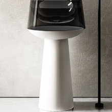 Раковина Abber Kristall AT2706White-Onyx, 50 х 50 см, с донным клапаном, слив в пол, цвет белый/черный