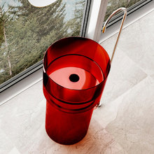 Раковина Abber Kristall AT2701Rubin, 45 х 45 см, напольная, прозрачная, красная