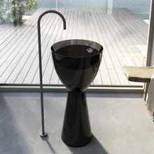 Раковина Abber Kristall AT2703Onyx, 45 х 45 см, напольная, слив в пол, прозрачная, черная