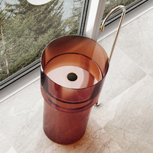 Раковина Abber Kristall AT2701Opal, 45 х 45 см, напольная, слив в пол, прозрачная, коричневая