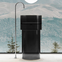 Раковина Abber Kristall AT2701Onyx, 45 х 45 см, напольная, слив в пол, прозрачная, черная