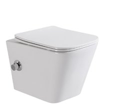 Унитаз подвесной BelBagno Due, безободковый, с функцией биде и смесителем, сиденье soft close, белый, BB3103CHR-BS/SC