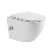 Унитаз подвесной BelBagno UNO, безободковый, с функцией биде и смесителем, сиденье soft close, белый, BB3105CHR-BS/SC