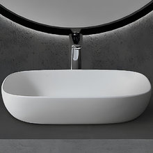 Раковина Abber Stein AS2620, 60 см, с донным клапаном, искусственный камень, цвет белый матовый