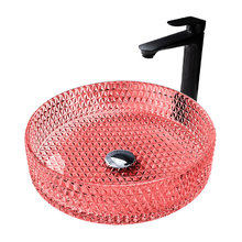 Раковина Abber Glas AK2301OR, 40 х 40 см, накладная, стеклянная, прозрачная красная