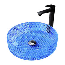 Раковина Abber Glas AK2301DB, 40 х 40 см, накладная, стеклянная, прозрачная синяя