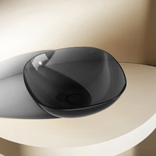 Раковина Abber Kristall AT2806Onyx, 43 х 43 см, накладная, прозрачная, черная