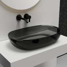 Раковина Abber Kristall AT2805Onyx, 60 х 40 см, накладная, прозрачная, черная