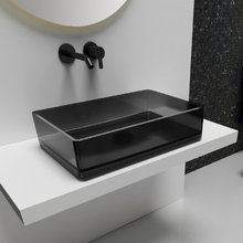 Раковина Abber Kristall AT2803Onyx, 60 х 40 см, накладная, прозрачная, черная