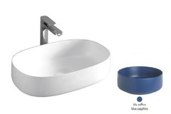 Раковина ArtCeram Cognac Countertop COL003 16 00, накладная, цвет blu zaffiro (синий сапфир), 55 х 35 х 14,5 см