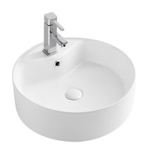 Раковина Azario 46 см накладная, с переливом, 1 отверстие, белый, AZ-3018