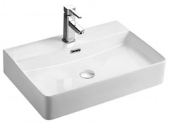 Раковина Azario 60 см накладная, с переливом, 1 отверстие, белый, AZ-2173SP