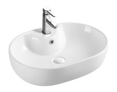 Раковина Azario 60 см накладная, с переливом, 1 отверстие, белый, AZ-2193