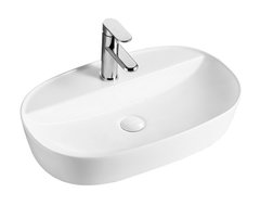 Раковина Azario 61 см накладная, без перелива, 1 отверстие, белый, AZ-2203