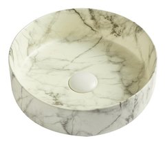 Раковина Azario 34.6 см накладная, без перелива, мрамор матовый, AZ-3134-STSP