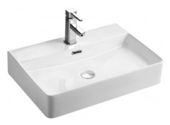 Раковина Azario 60 см накладная, с переливом, 1 отверстие, белый, AZ-2173