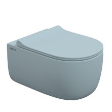 Унитаз BERGES подвесной EGO XL матовый голубой Rimless 54 см, сиденье EGO XL Slim SO матовый голубой, микролифт , быстросъем, 083229