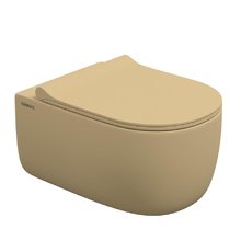 Унитаз BERGES подвесной EGO XL матовый кашемир Rimless 54 см, сиденье EGO XL Slim SO матовый кашемир, микролифт , быстросъем, 083211