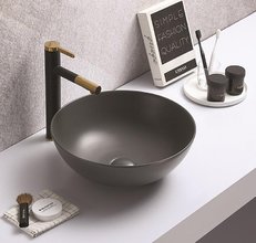 Раковина CeramaLux Серия NC 104MDH-2, накладная, с донным клапаном, серый