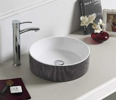 Раковина CeramaLux Серия NC 78308 накладная, белый/черный