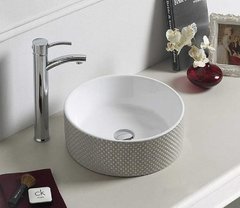 Раковина CeramaLux Серия NC 78310 накладная, белый/серый