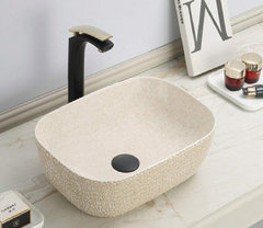 Раковина CeramaLux LuxeLine 78475, 46 х 33 см, накладная, бежевая