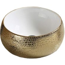 Раковина CeramaLux LuxeLine C1063, 40 х 40 см, накладная, белая, золото