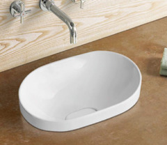 Раковина CeramaLux 59 x 40 см, врезная сверху, без перелива, с донным клапаном, белый, 5006B