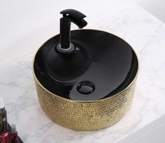 Раковина CeramaLux Серия NC D1306H022 накладная, черно-золотой