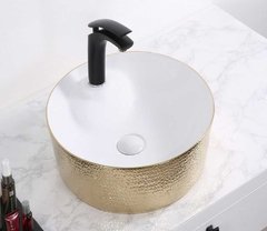 Раковина CeramaLux Серия NC D1306H025 накладная, белый/золото