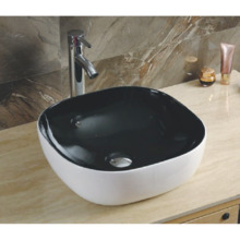 Раковина CeramaLux NC 360, 41 см, фаянс, цвет черный/белый