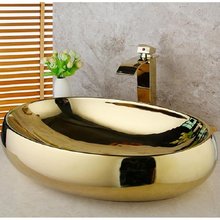 Раковина CeramaLux Серия NC, 433GG, 49 х 34 см, накладная, цвет золото глянцевое