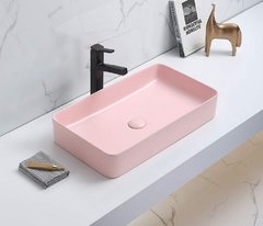 Раковина CeramaLux Серия NC, 78189MP-3, 60,5 х 35,5 см, накладная, с донным клапаном, цвет розовый матовый