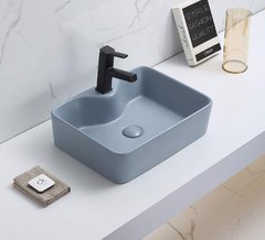 Раковина CeramaLux Серия NC, 7291MH-5, 48,5 х 37,5 см, накладная, с донным клапаном, цвет светло-серый матовый