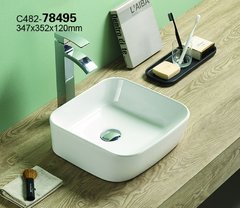 Раковина CeramaLux Серия N 78495, 34 х 35 см, накладная, белый