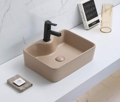 Раковина CeramaLux Серия NC, 7291MC-1, 48,5 х 37,5 см, накладная, с донным клапаном, цвет капучино матовый