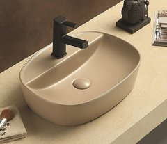 Раковина CeramaLux Серия NC, 78239XMC-1, 50,5 х 38,5 см, накладная, с донным клапаном, цвет капучино матовый