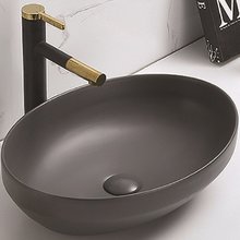 Раковина CeramaLux Серия NC, 78590MDH, 50,2 х 36,3 см, накладная, с донным клапаном, цвет серый матовый