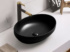 Раковина CeramaLux Серия NC, 78590B, 50,2 х 36,3 см, накладная, цвет черный глянцевый