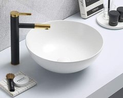 Раковина CeramaLux Серия N 104MW накладная, с донным клапаном, белый матовый