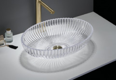 Раковина CeramaLux Серия NC, GL49, 51 х 35 см, накладная, цвет прозрачное стекло