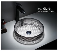 Раковина CeramaLux Серия NC, GL10, 36 х 36 см, накладная, цвет белый, графит